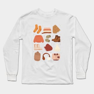 Doodles of warm clothes Long Sleeve T-Shirt